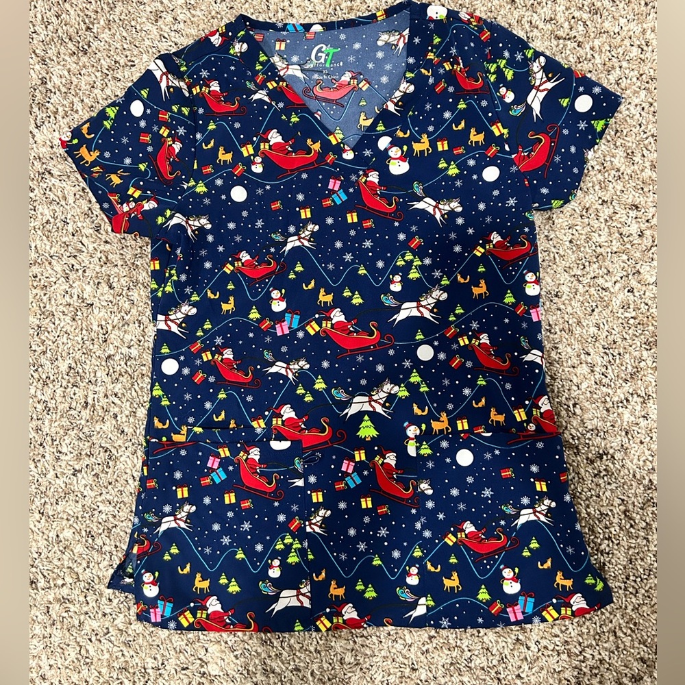 Christmas Scrub Top XS